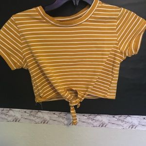 yellow tie crop top
